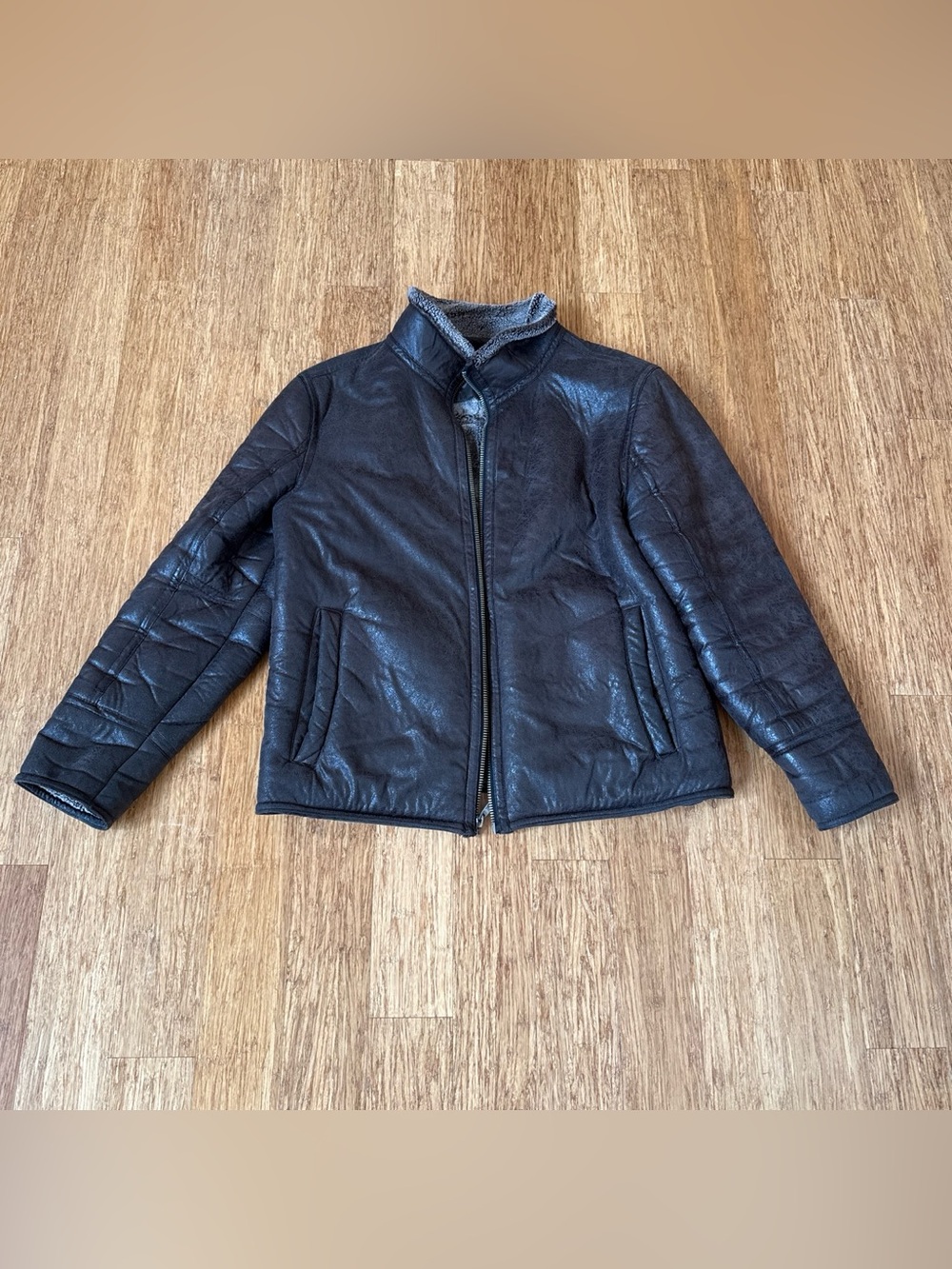Marc New York, Andrew Marc, dark brown Faux  leather bomber jacket